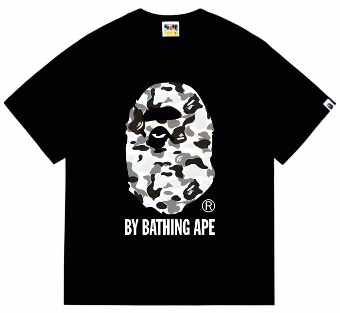 Classic Black White Grey Camouflage Big Ape Head Print  tee 2 colors