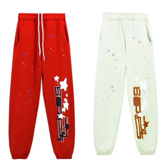 Foam Star Alphabet Light Color Spiderweb Print Hoodie & Pants Set 2 colors