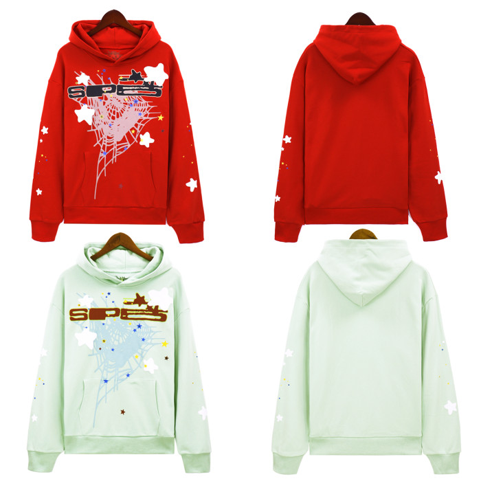 Foam Star Alphabet Light Color Spiderweb Print Hoodie & Pants Set 2 colors