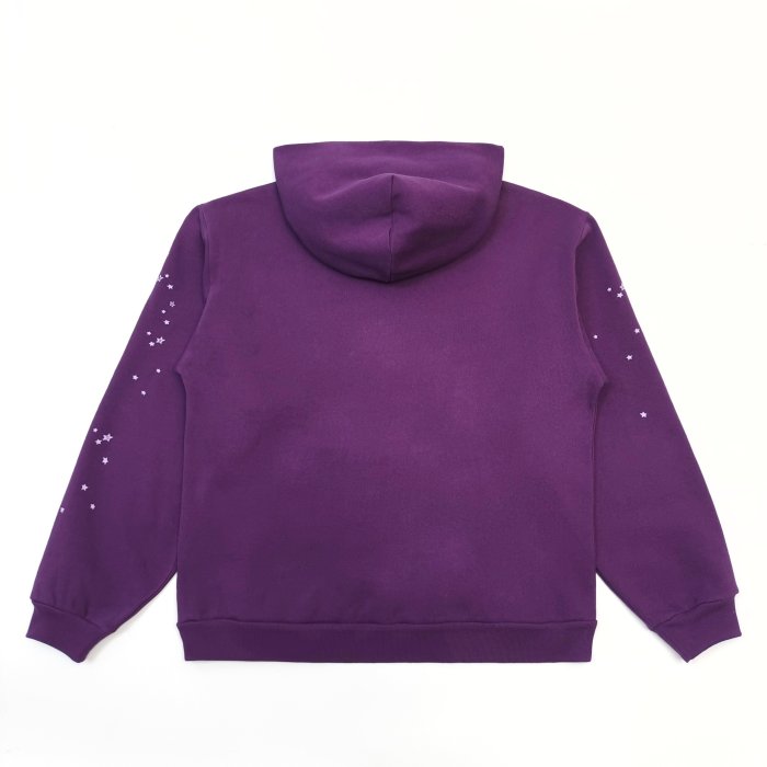 [Buy One Get One Free] 1:1 quality version Gold Letter Spiderweb Print Purple Hoodie & Pants Set