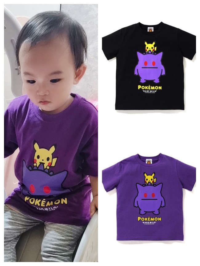 Co-branded Pikachu Ghost printed tee for kids 2 colors