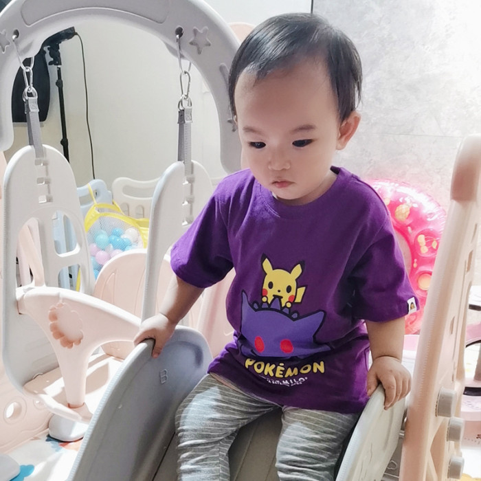 Co-branded Pikachu Ghost printed tee for kids 2 colors