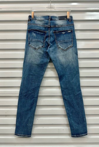 1:1 quality version Red Leather Ripped Patch Jeans