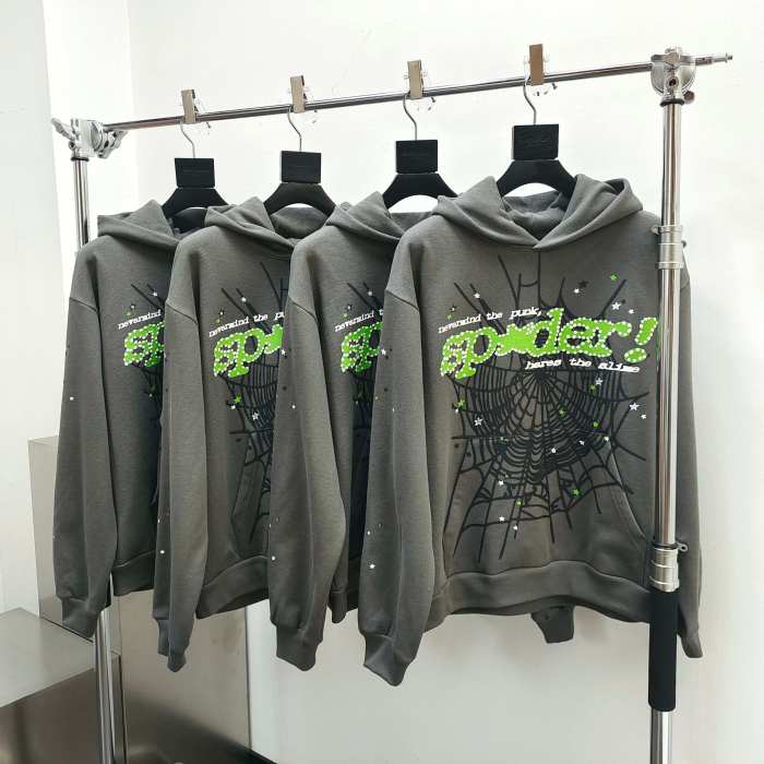1:1 quality version White Dot Green Alphabet Spiderweb V2 Hoodie & Pants Set