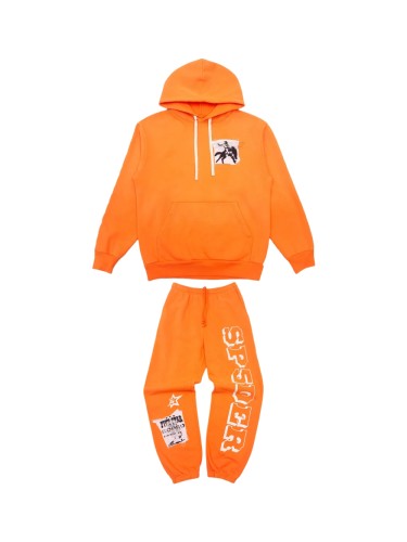 1:1 quality version  Chest White Applique Pattern Printed Hoodie & Pants set