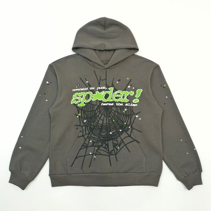 1:1 quality version White Dot Green Alphabet Spiderweb V2 Hoodie & Pants Set