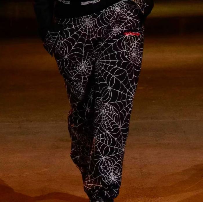 [Big & Tall for weights up to 220 lbs]1:1 quality version Embroidered White Spider Web hoodie & pants set