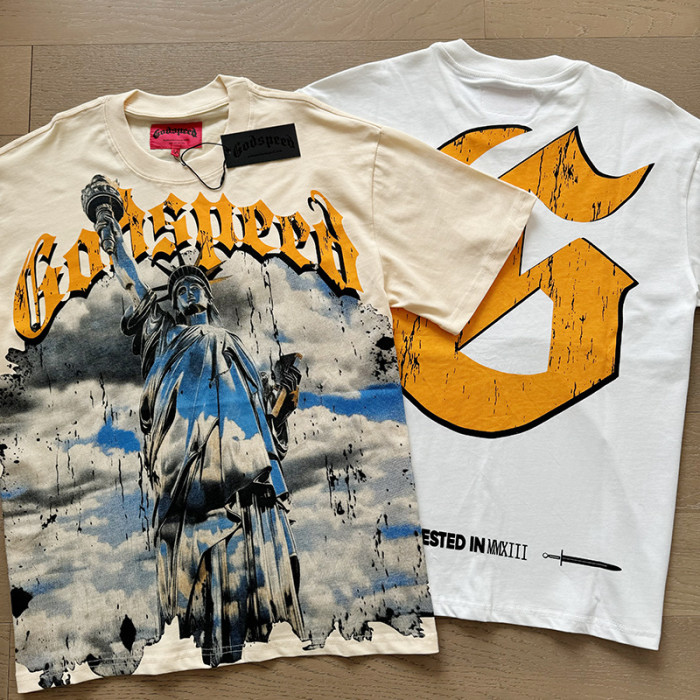1:1 quality version Statue of Liberty Printed Washed Version Tee 4 colors