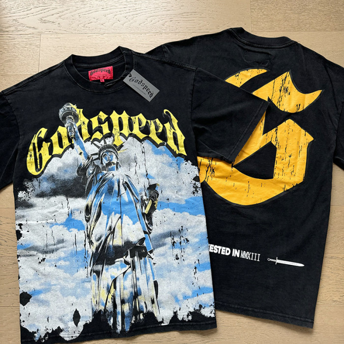 1:1 quality version Statue of Liberty Printed Washed Version Tee 4 colors