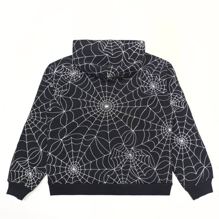 [Big & Tall for weights up to 220 lbs]1:1 quality version Embroidered White Spider Web hoodie & pants set