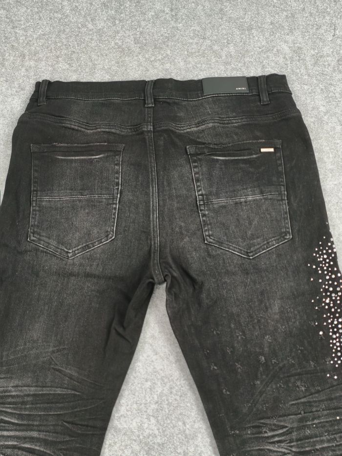 [50% Off] 1:1 quality version Black jeans with stars and rhinestones 25279646