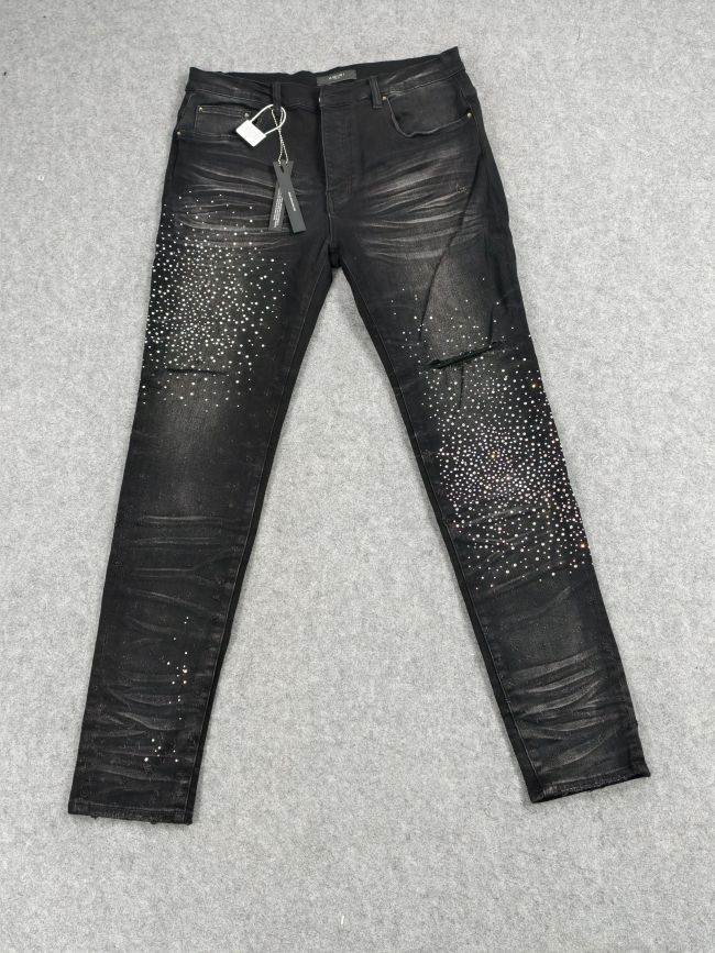 [50% Off] 1:1 quality version Black jeans with stars and rhinestones 25279646