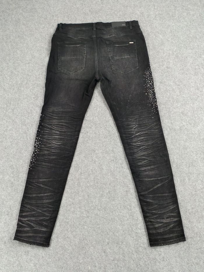 [50% Off] 1:1 quality version Black jeans with stars and rhinestones 25279646