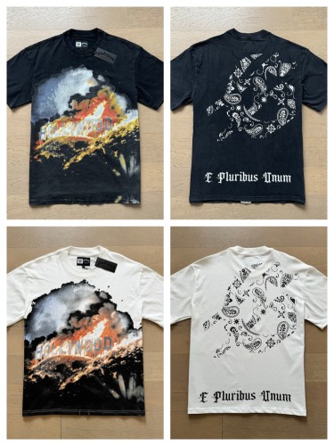 1:1 quality version Hollywood Billboard Burning Cashew Flower Letter Print Version Tee 2 colors