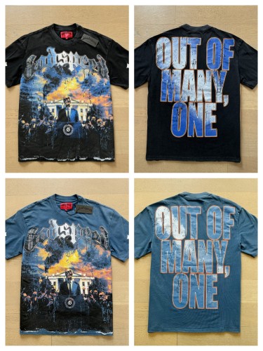1:1 quality version Skeleton Speech Live Printed Washed Version Tee 2 colors