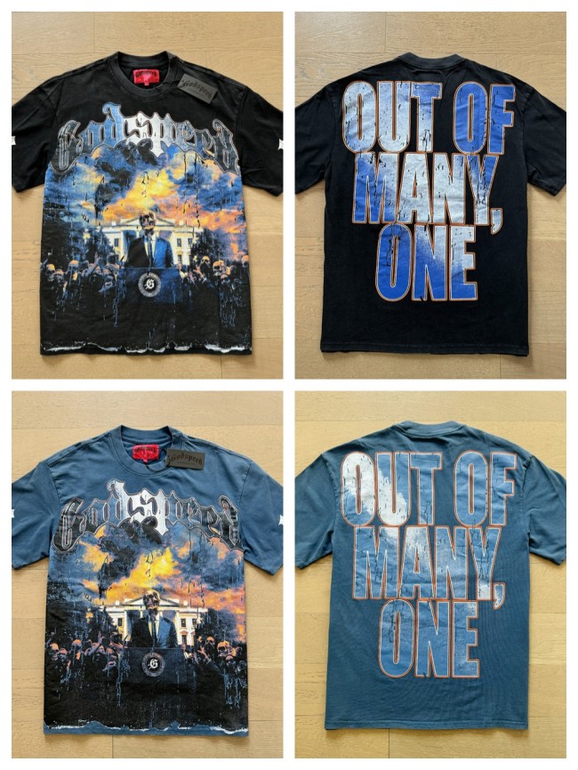 1:1 quality version Skeleton Speech Live Printed Washed Version Tee 2 colors