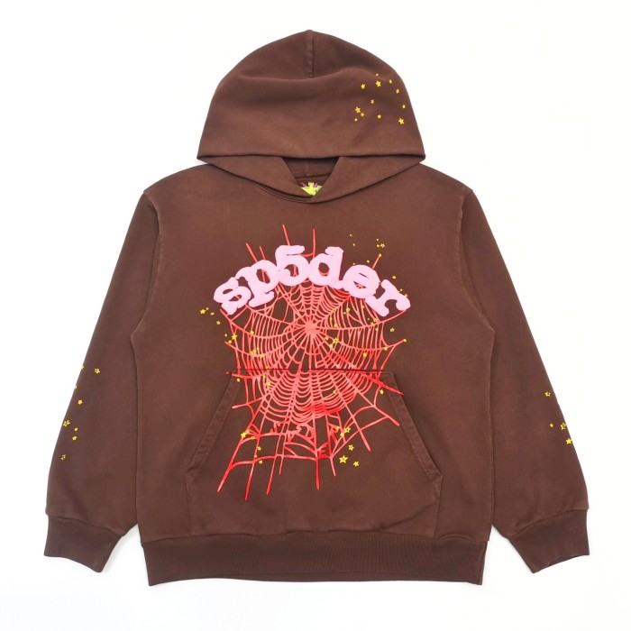 [50% Off]Sp5der 1:1 quality version Red Spider Web Gold Star Foam Letter Hoodie & Pants set 26836168