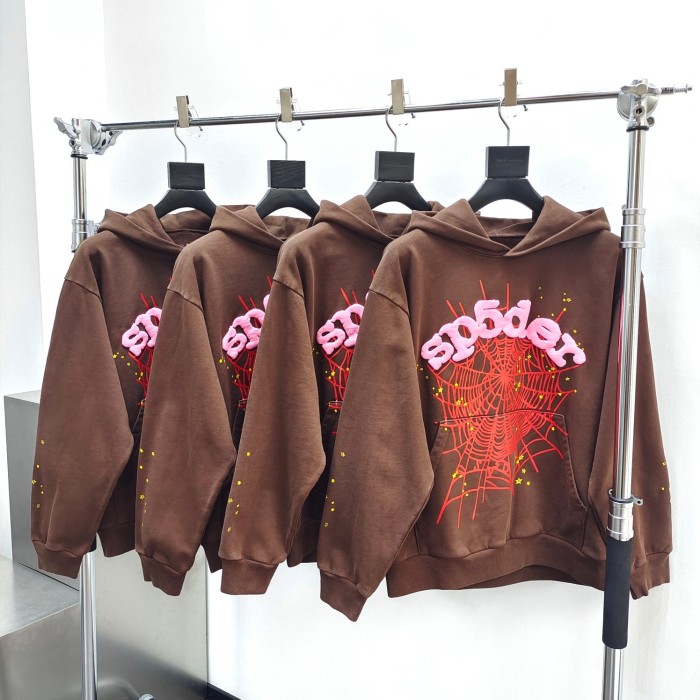 [50% Off]Sp5der 1:1 quality version Red Spider Web Gold Star Foam Letter Hoodie & Pants set 26836168