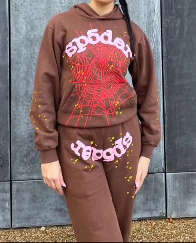 1:1 quality version Red Spider Web Gold Star Foam Letter Hoodie & Pants set