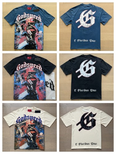 1:1 quality version Playing Baseball Skull Print Washed Version Tee 3 colors