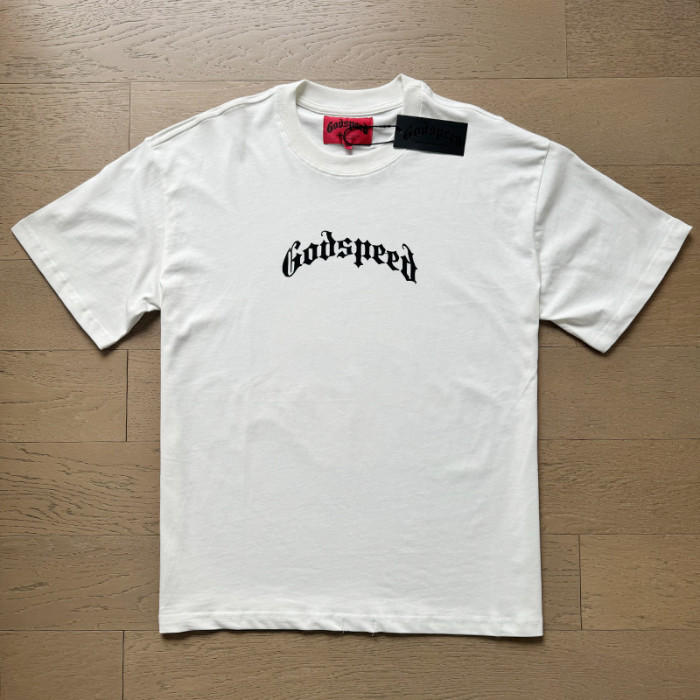 1:1 quality version Small letters curved chest and back skull wreath printed washed version Tee 2 colors