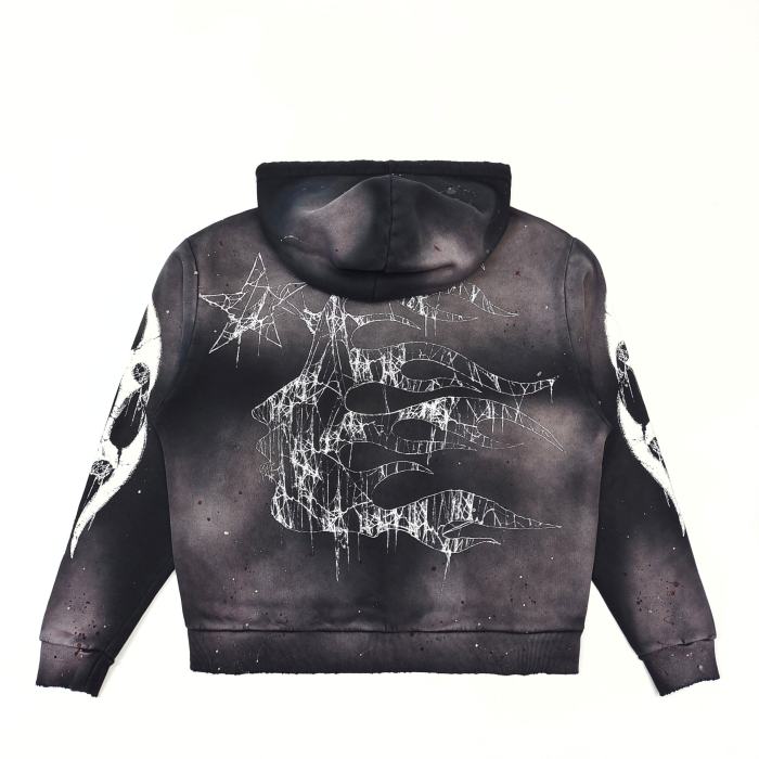 1:1 quality version Big Graphic Splash Inked Aged Zip Hoodie