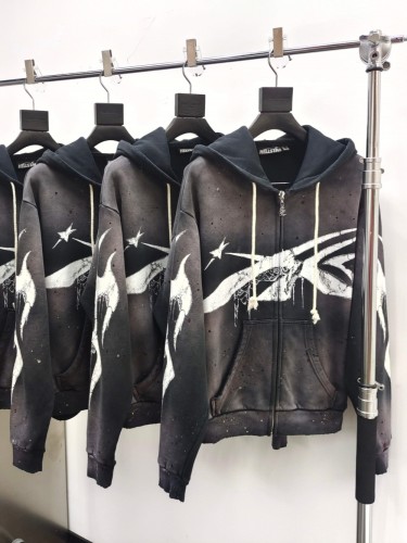 1:1 quality version Big Graphic Splash Inked Aged Zip Hoodie