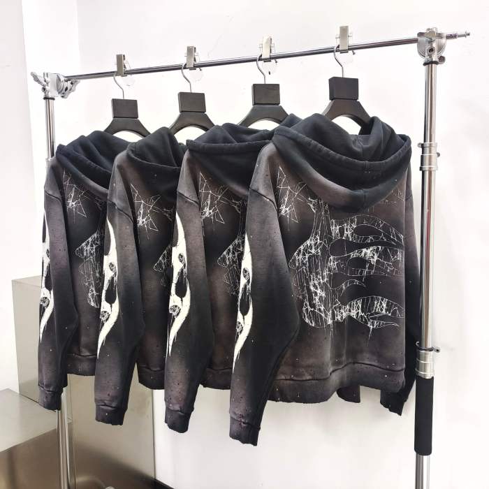 1:1 quality version Big Graphic Splash Inked Aged Zip Hoodie