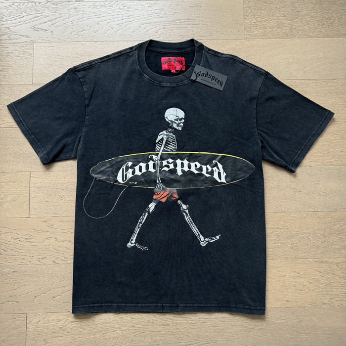[Buy Two Get One Free]Holding a Surfboard Skull Washed Version Tee 3 colors