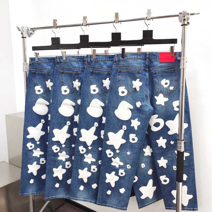[buy more save more][Big & Tall for weights up to 220 lbs]1:1 quality version White Star Print Jeans 2 colors
