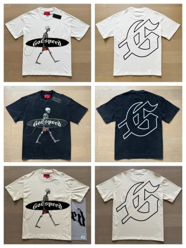 1:1 quality version Holding a Surfboard Skull Washed Version Tee 3 colors