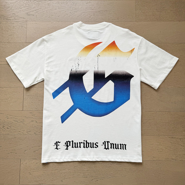 1:1 quality version Robot Enjoy Snowy Scenery Gradient Letter Print Washed Version Tee