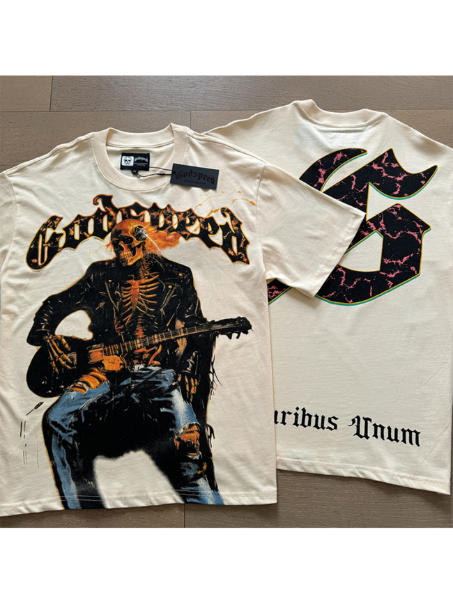 1:1 quality version Band of Skulls Printed Washed Version Tee