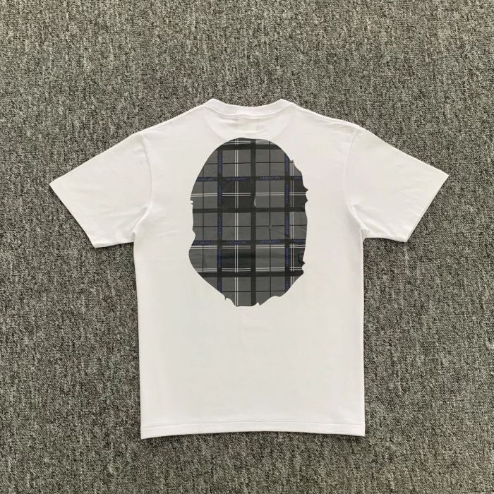 Front and back gray plaid large ape head Tee 2 colors