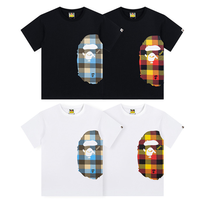 Side Check Big Ape Head Print Tee 4 colors