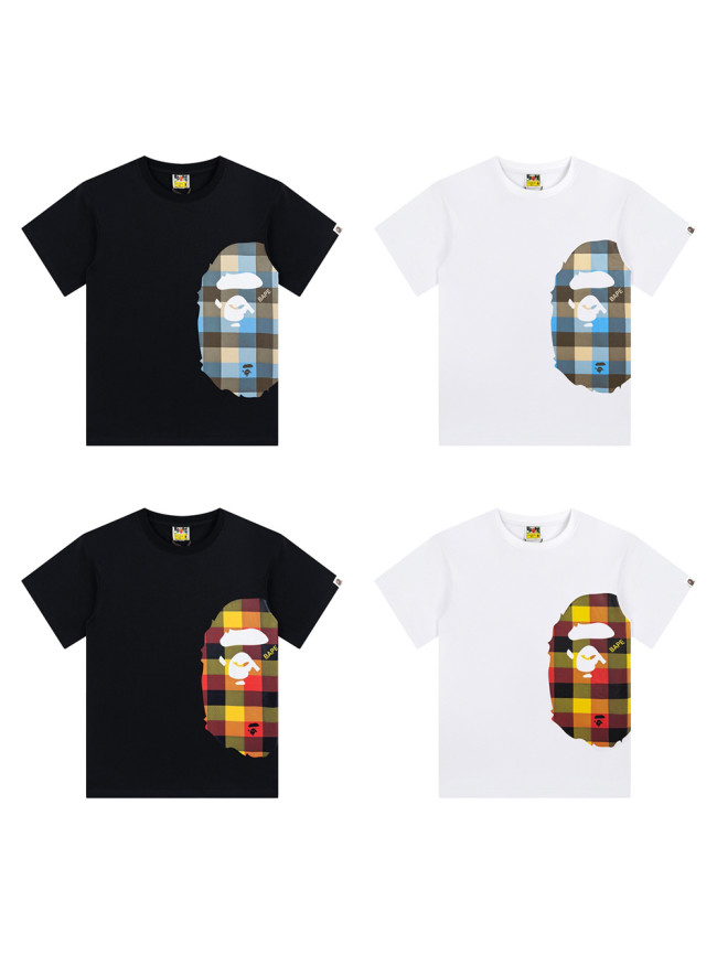 Side Check Big Ape Head Print Tee 4 colors