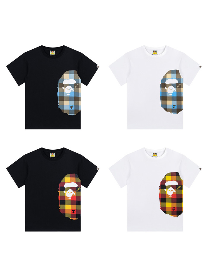 Side Check Big Ape Head Print Tee 4 colors