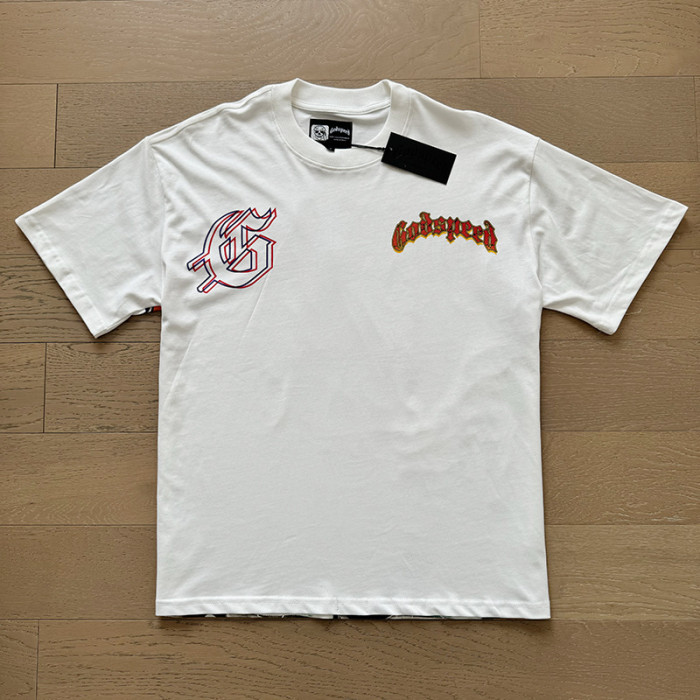 1:1 quality version Chest Double Logo Back Cactus Desert Skull Print Washed Version Tee