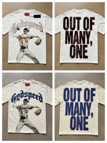 1:1 quality version No.13 Baseball Skullman Print Washed Version Tee 2 colors