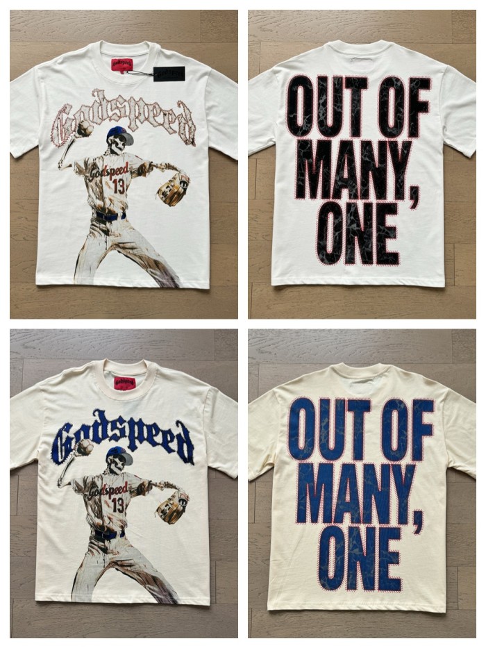 1:1 quality version No.13 Baseball Skullman Print Washed Version Tee 2 colors