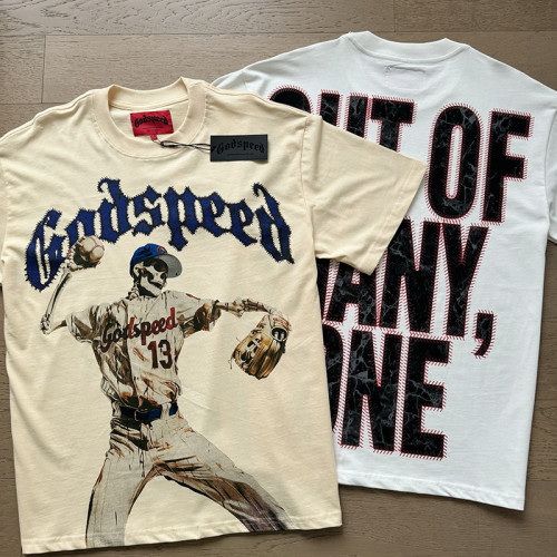1:1 quality version No.13 Baseball Skullman Print Washed Version Tee 2 colors