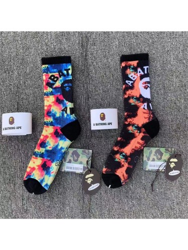 Tie-Dye Spray Crafted Towel Bottom Athletic Socks 2 colors