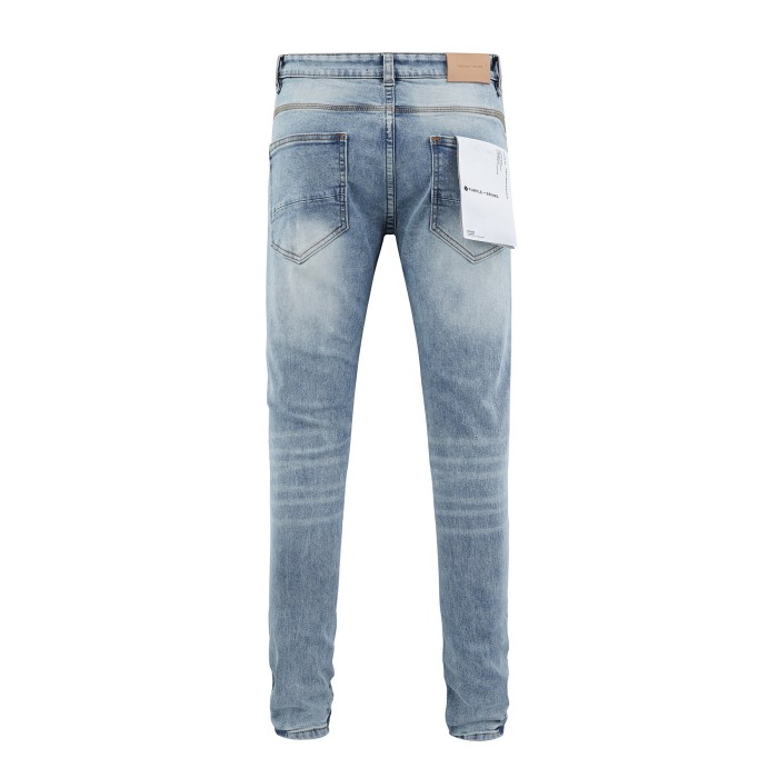 Double knee fringe ripped light blue jeans
