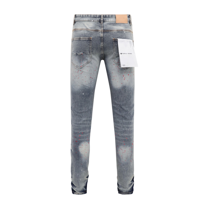 Front and back red and white splash-ink jeans