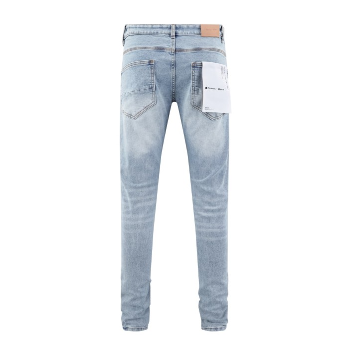 [buy more save more]Knife cut ripped light blue jeans