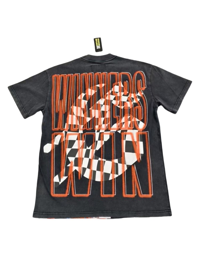 1:1 quality version Skull Racer With Bottle Printed Washed Version Tee 2 colors