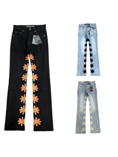 1:1 quality version Heavy duty embroidered logo micro jeans 3 colors