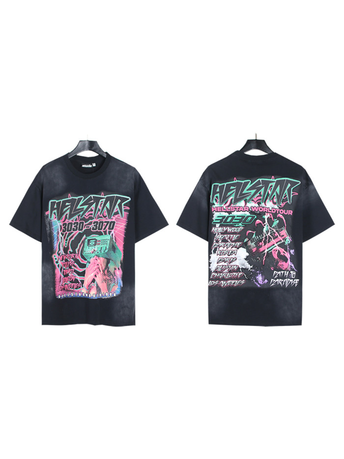 World Tour Letter Print Washed Version Tee