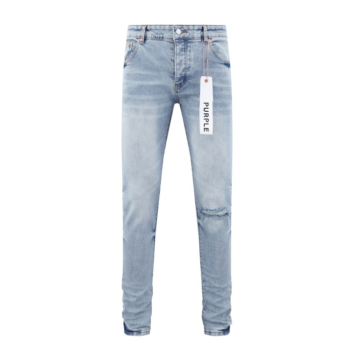 [buy more save more]Knife cut ripped light blue jeans