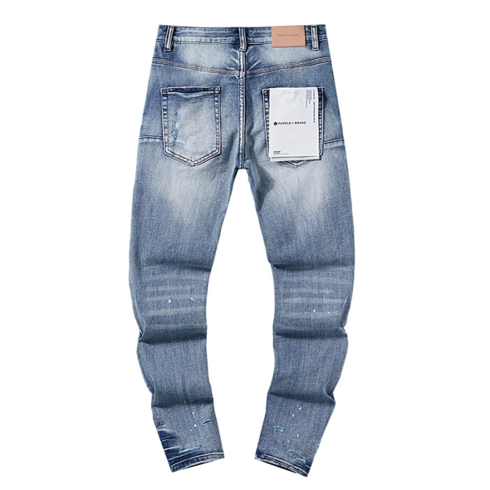 Knife cut distressed jeans